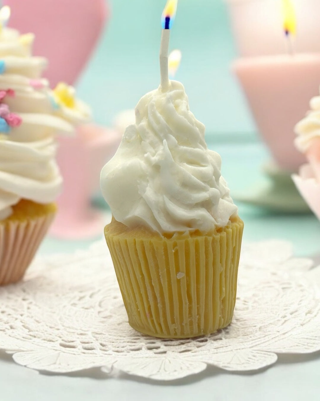 Vanilla Cloud Puff Cupcake Candle