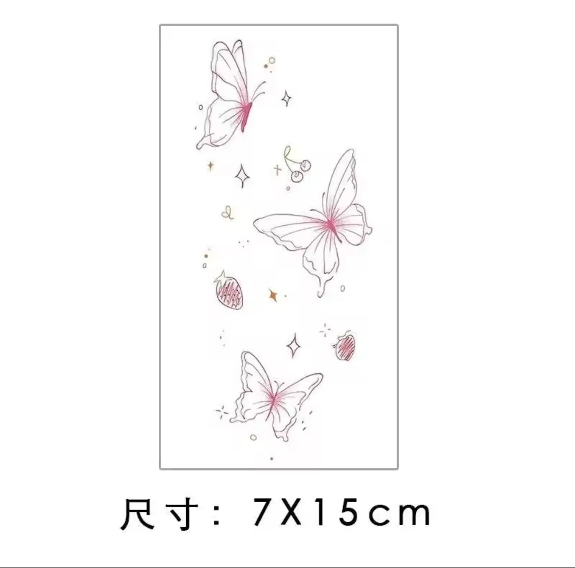 Y2K kawaii cute Butterfly Strawberry Temporary Tattoo