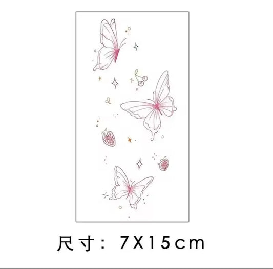 Y2K kawaii cute Butterfly Strawberry Temporary Tattoo