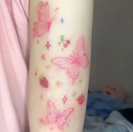 Y2K kawaii cute Butterfly Strawberry Temporary Tattoo