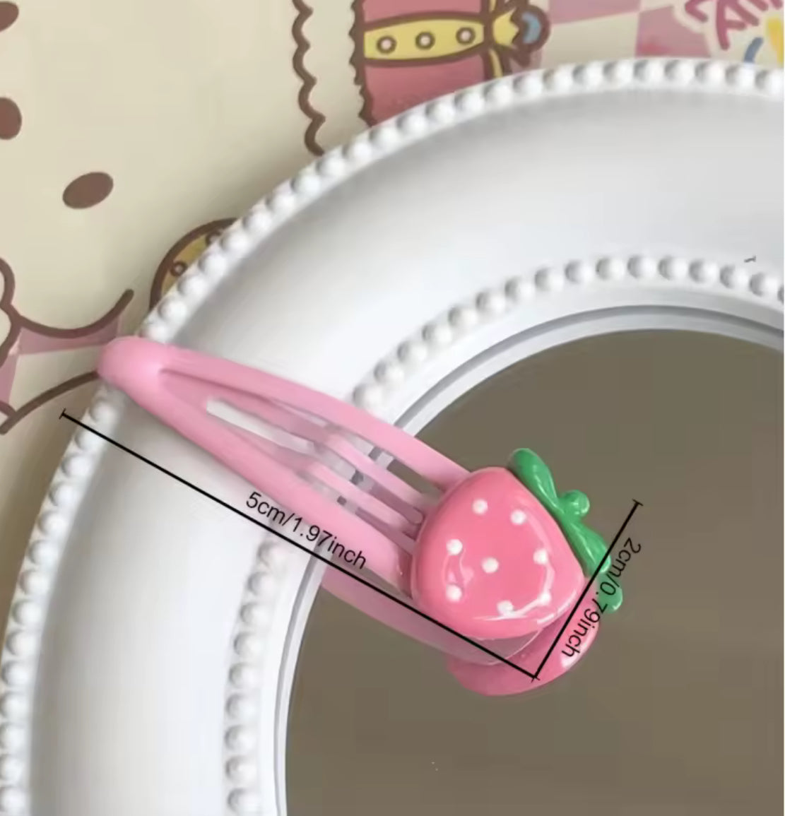 4pcs Pink Strawberry Cute Hair Clip