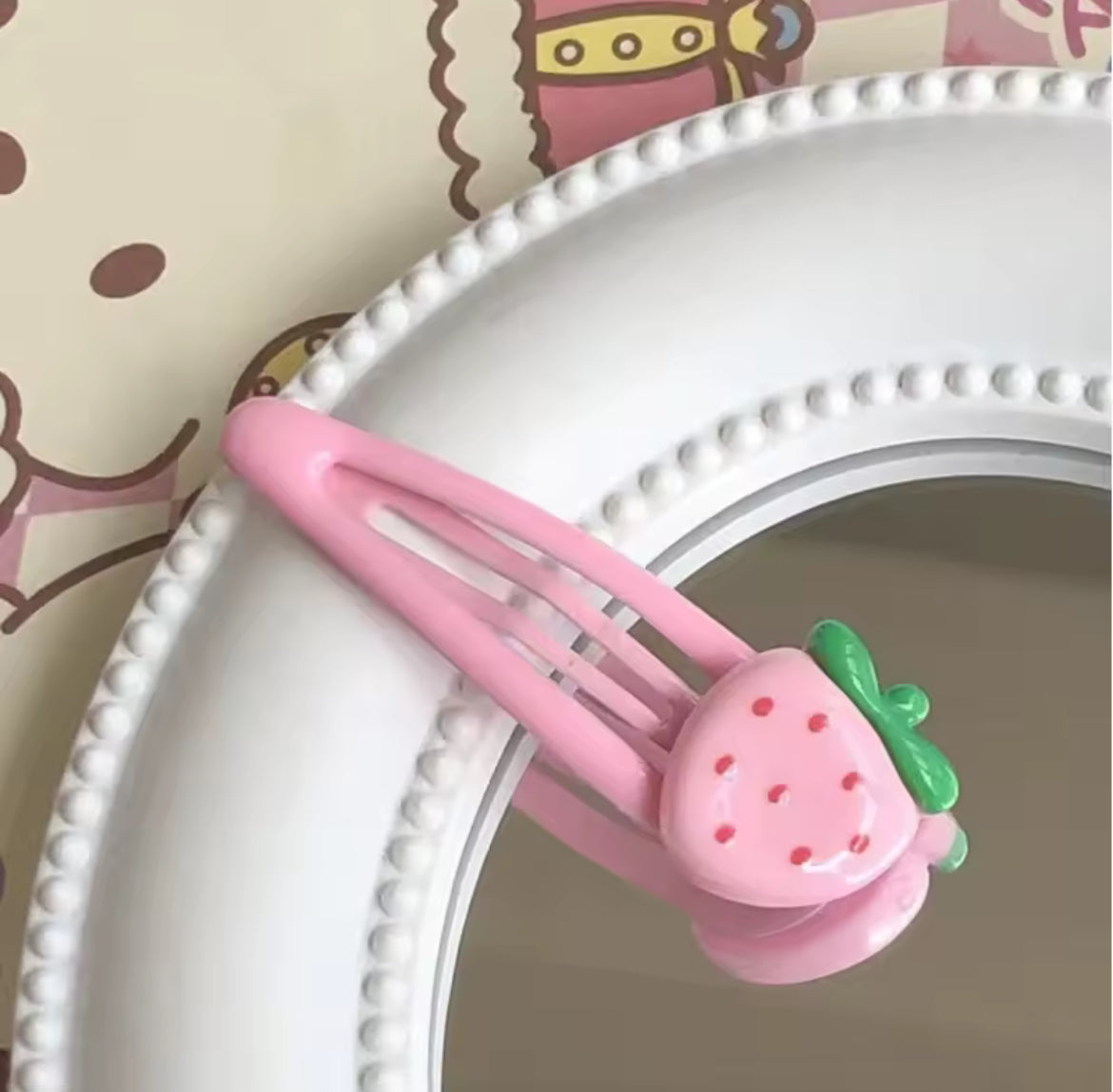 4pcs Pink Strawberry Cute Hair Clip
