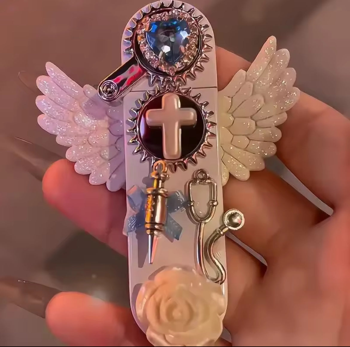 Angel Wings Windproof Lighter Pink Flame Butane Inflatable Lighter Cigarette Accessories Lighter