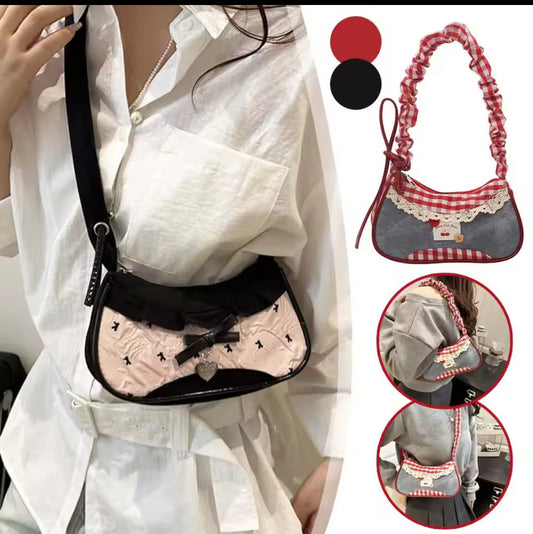 Gingham & Bow Mini Handbags Shoulder strap
Korean Hand-held