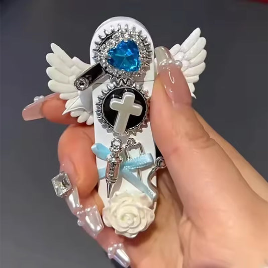 Angel Wings Windproof Lighter Pink Flame Butane Inflatable Lighter Cigarette Accessories Lighter